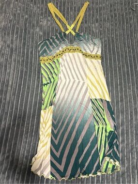 Free people Striped Multicolor Slip Dress with Lace Trim small